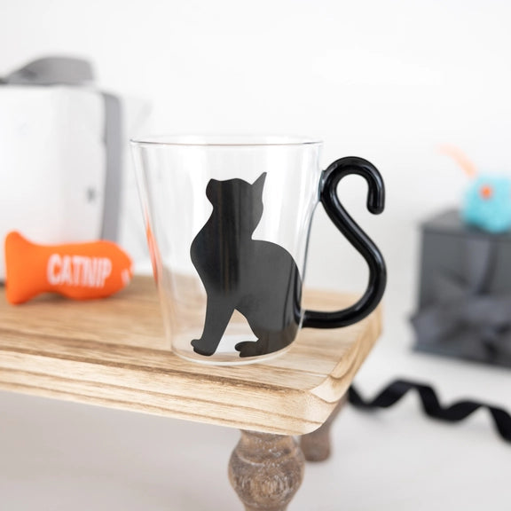 Cat Sitting Glass Cup