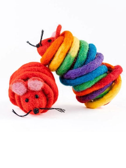 Rainbow Wool Mouse with Tail