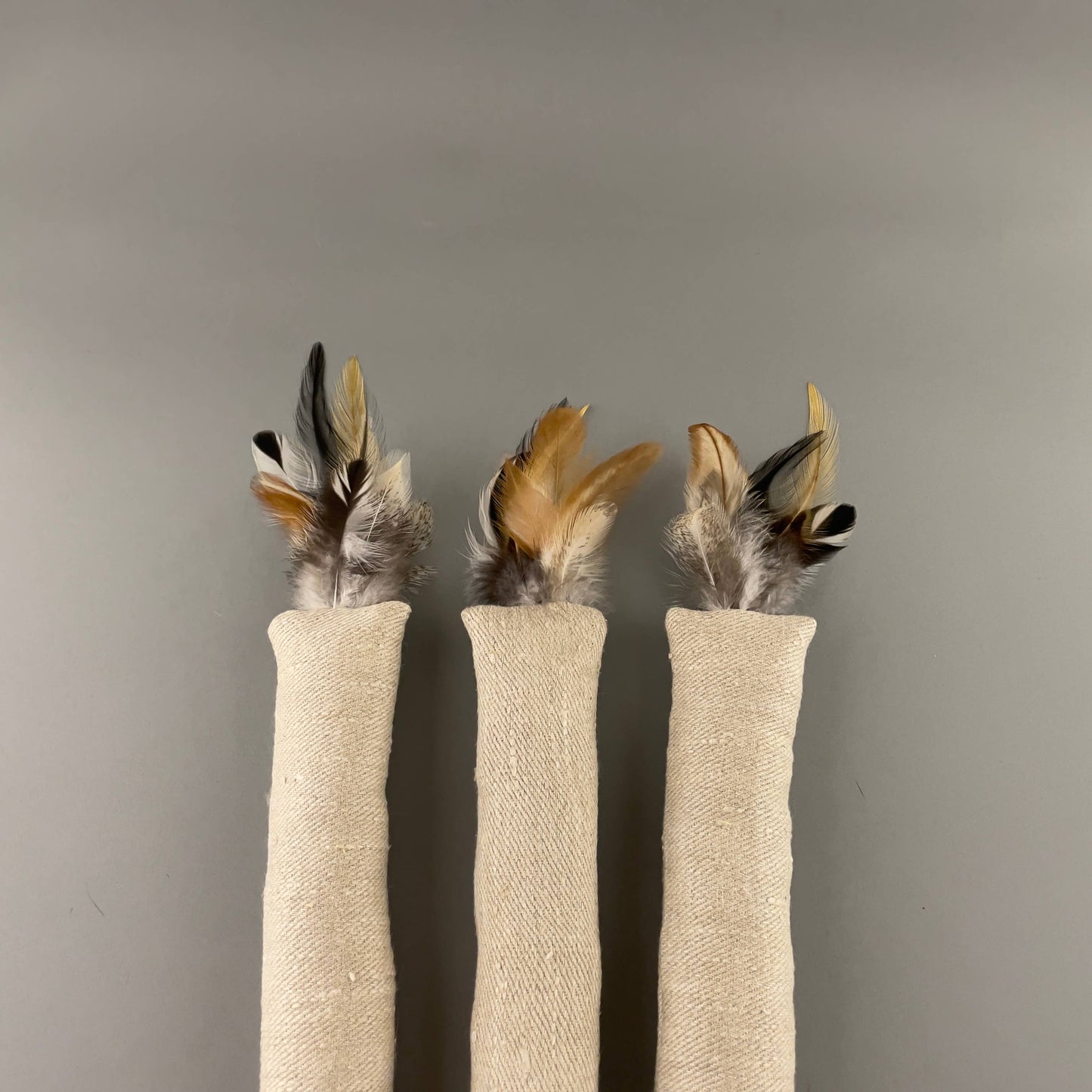 Hemp fabric and Feathers Cat Kicker Toy