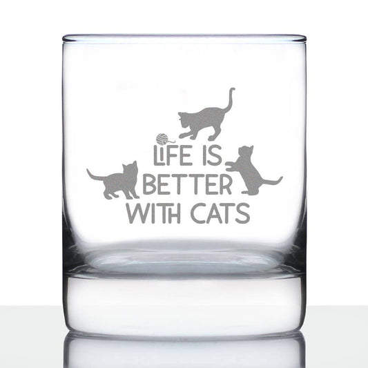 Better With Cats Whiskey Rocks Glass