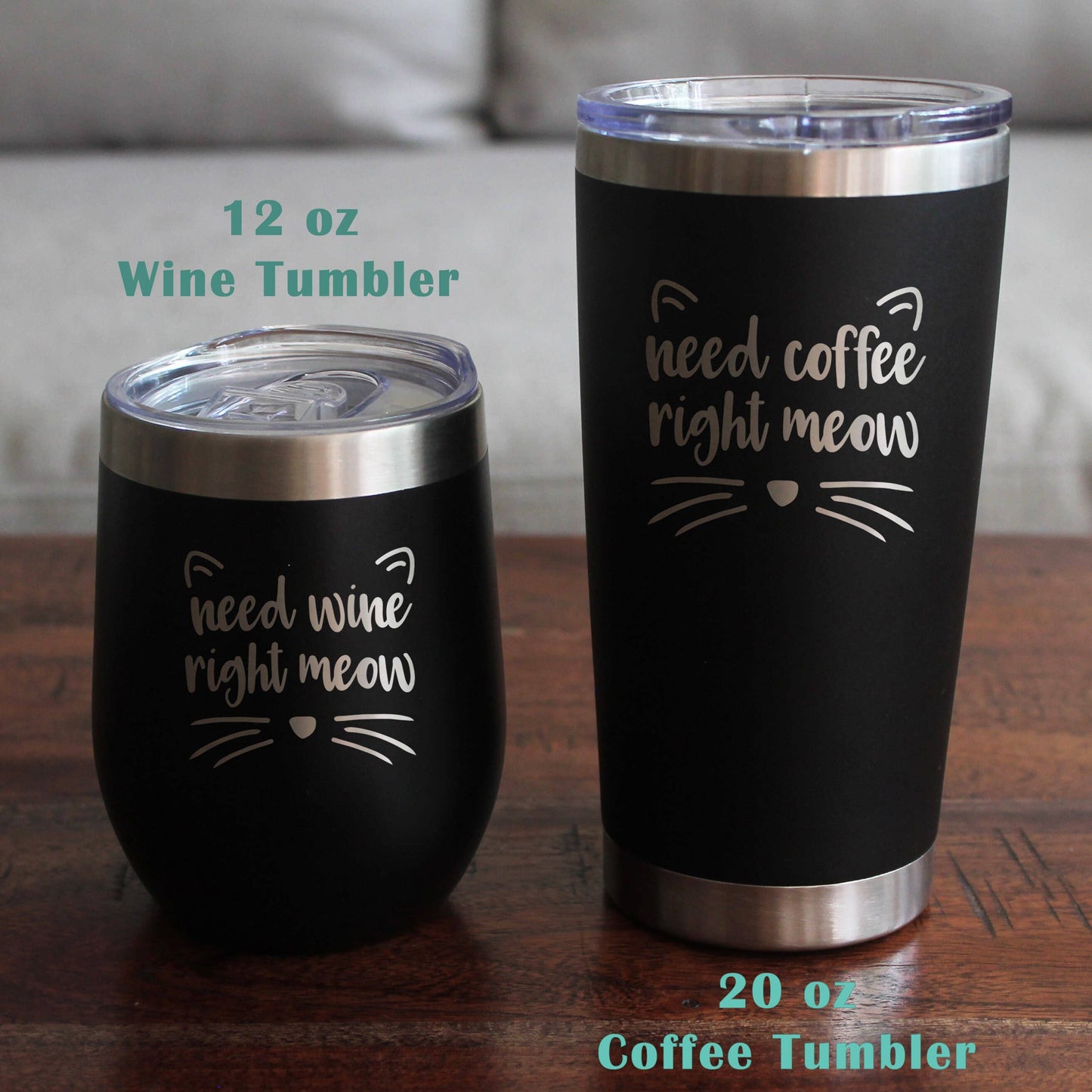 Need Wine Right Meow Stemless Wine Glass