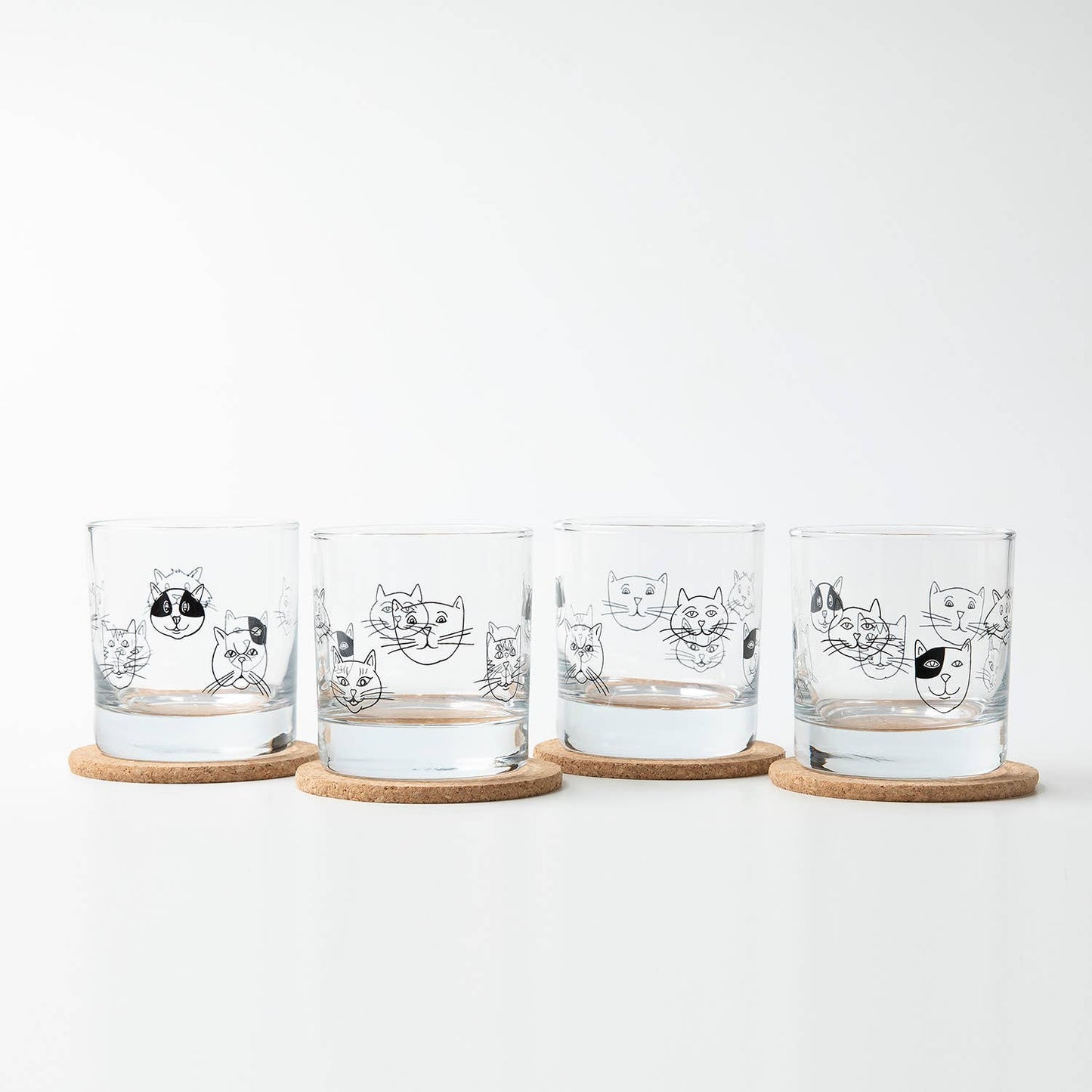 Cat Faces Whiskey Glass