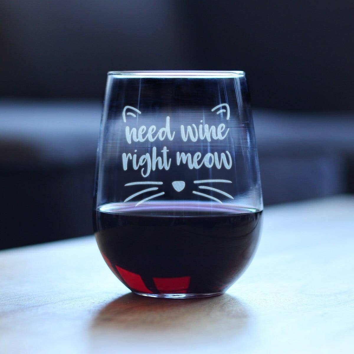 Need Wine Right Meow Stemless Wine Glass