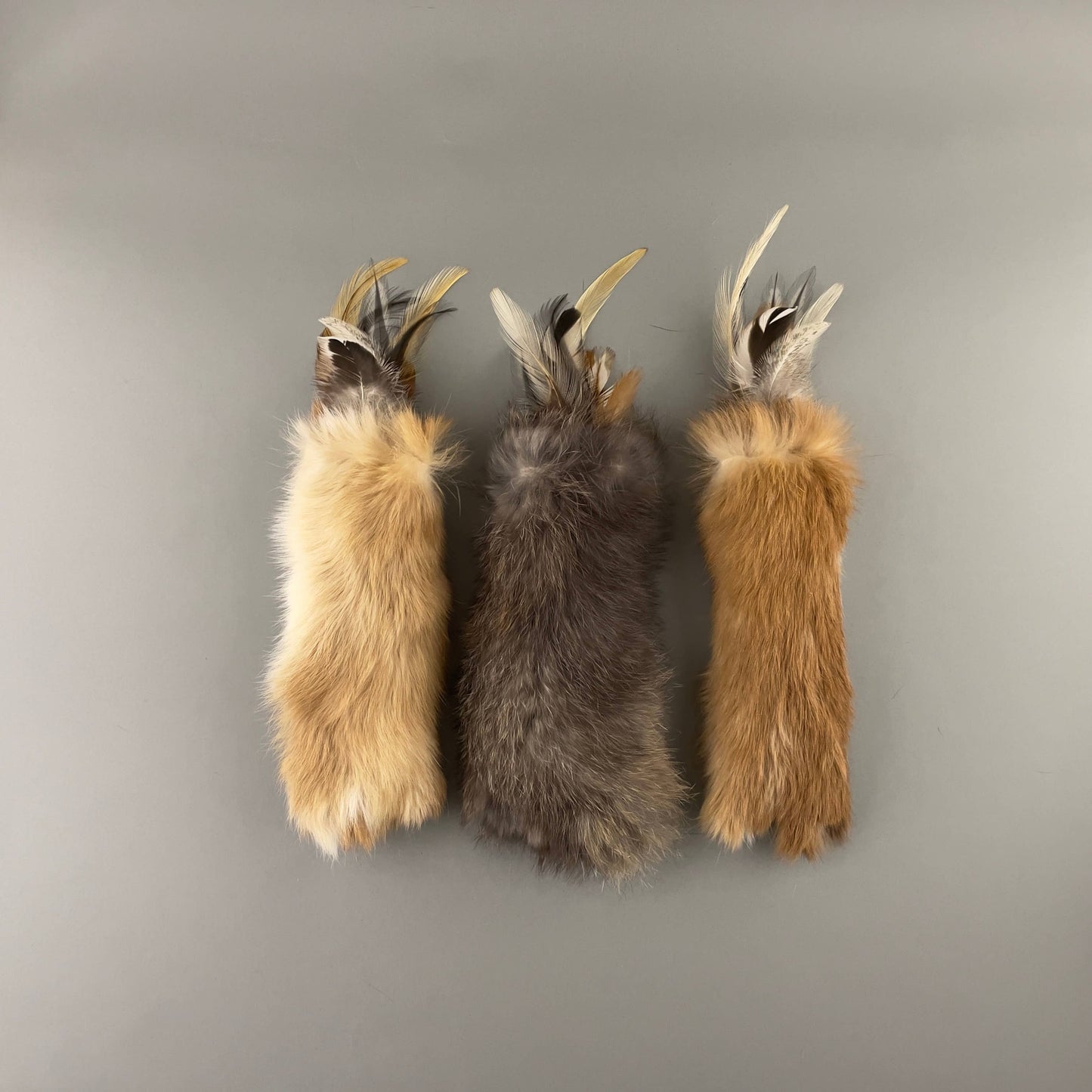 Rabbit Fur and Feathers Cat Kicker Toy, Handmade Cat toy