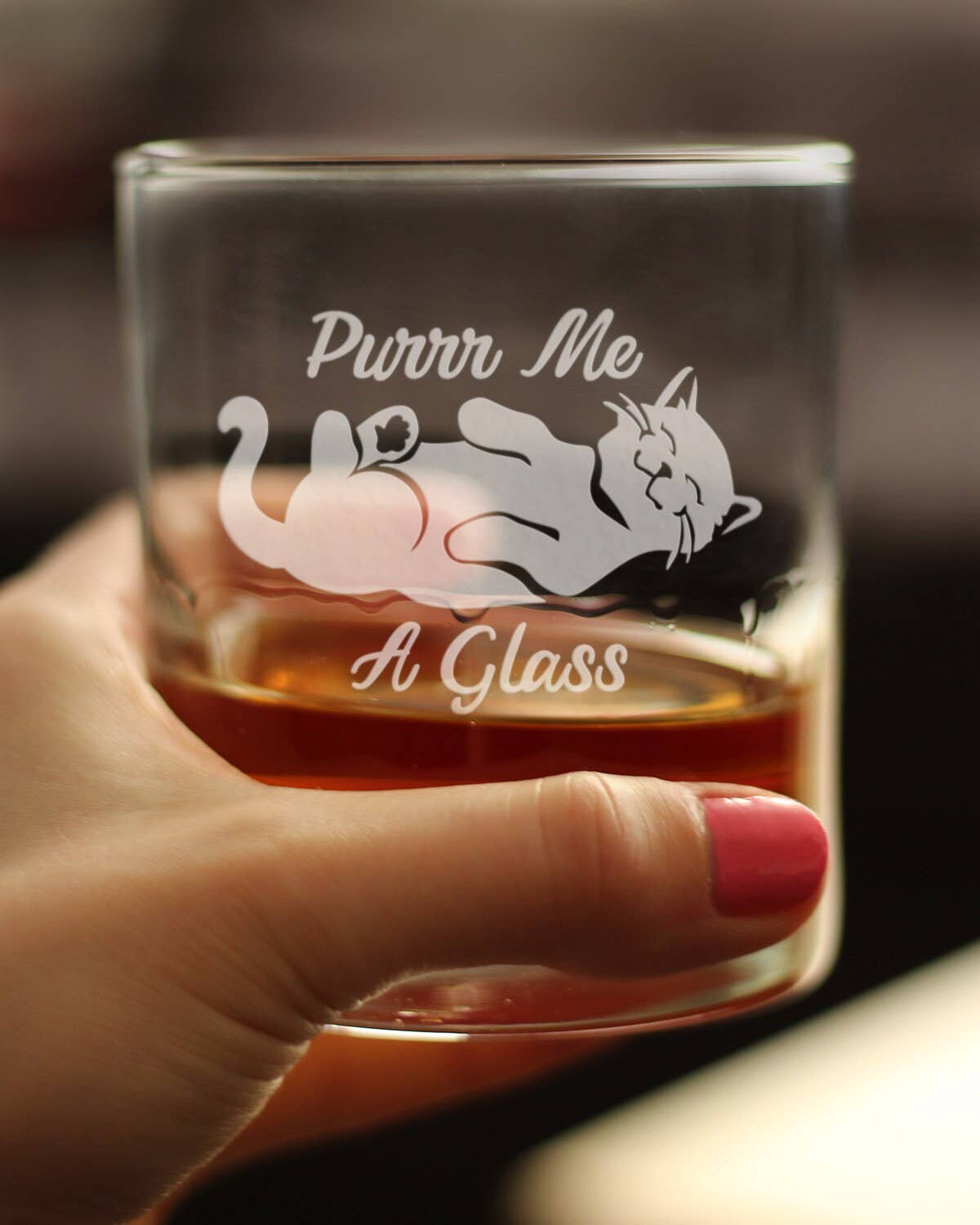 Purr Me A Glass Whiskey Rocks Glass