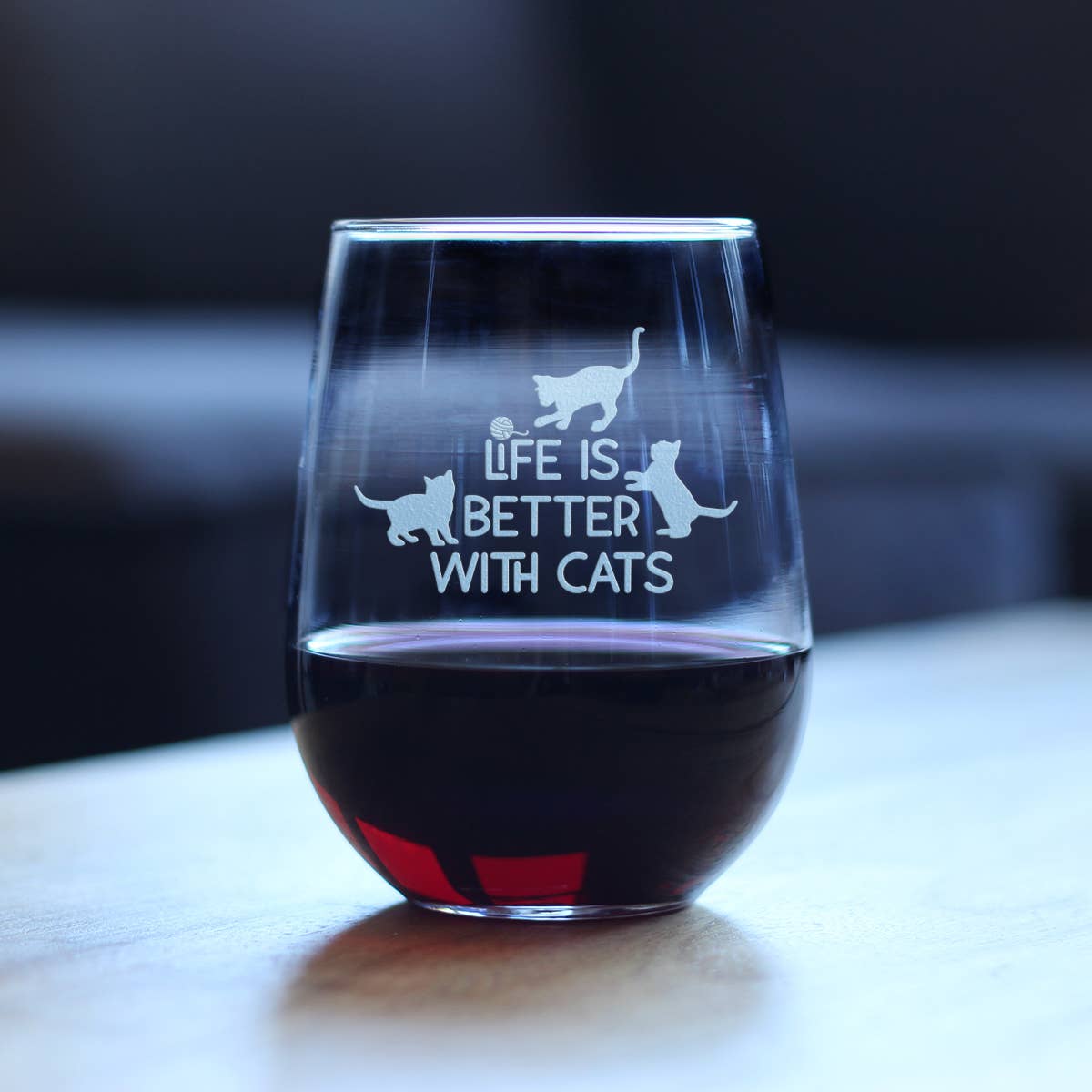 Better With Cats Stemless Wine Glass