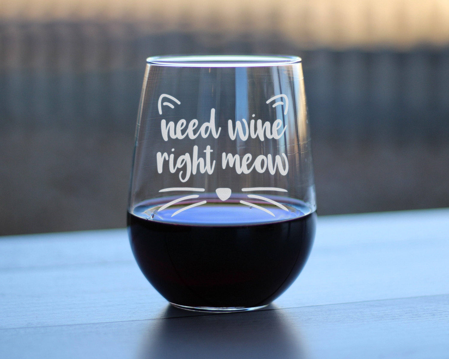 Need Wine Right Meow Stemless Wine Glass