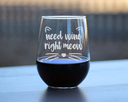 Need Wine Right Meow Stemless Wine Glass