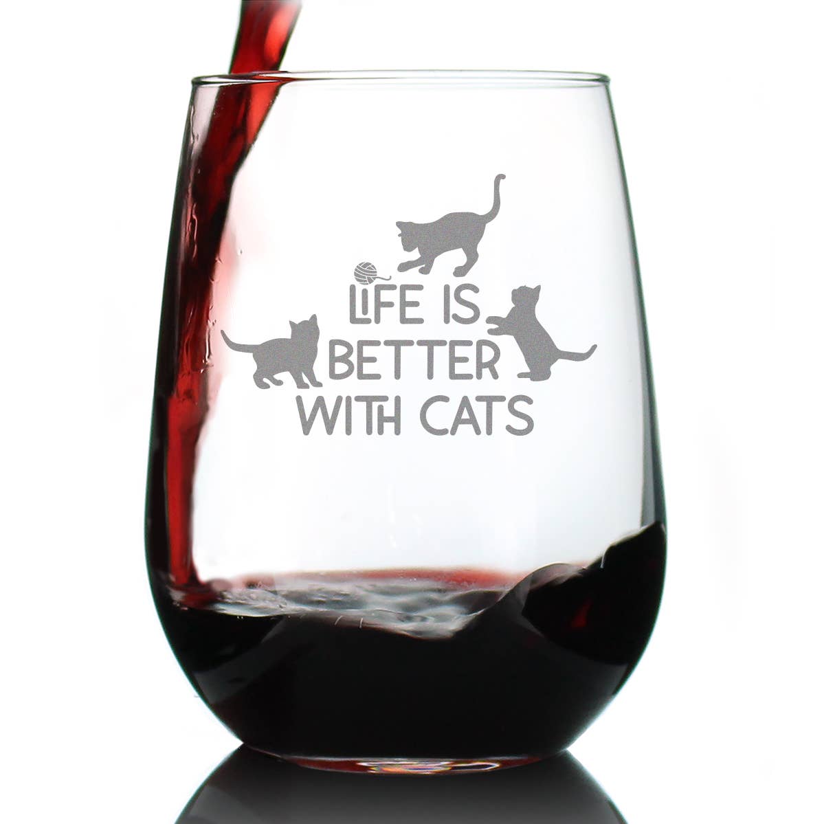 Better With Cats Stemless Wine Glass
