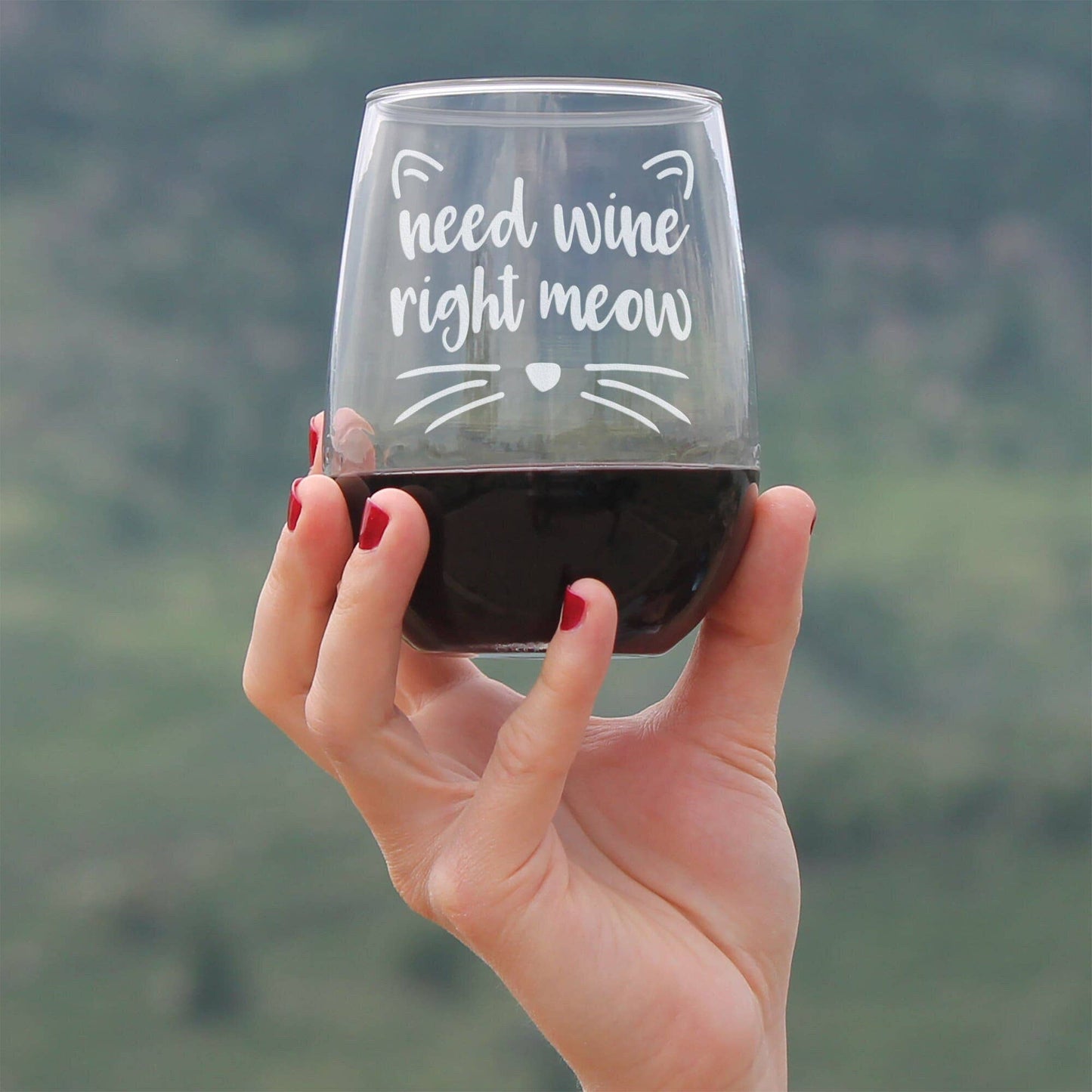 Need Wine Right Meow Stemless Wine Glass