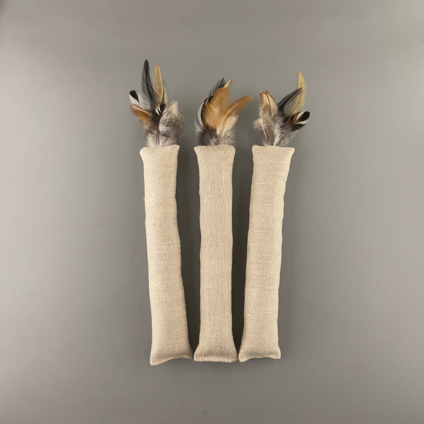Hemp fabric and Feathers Cat Kicker Toy
