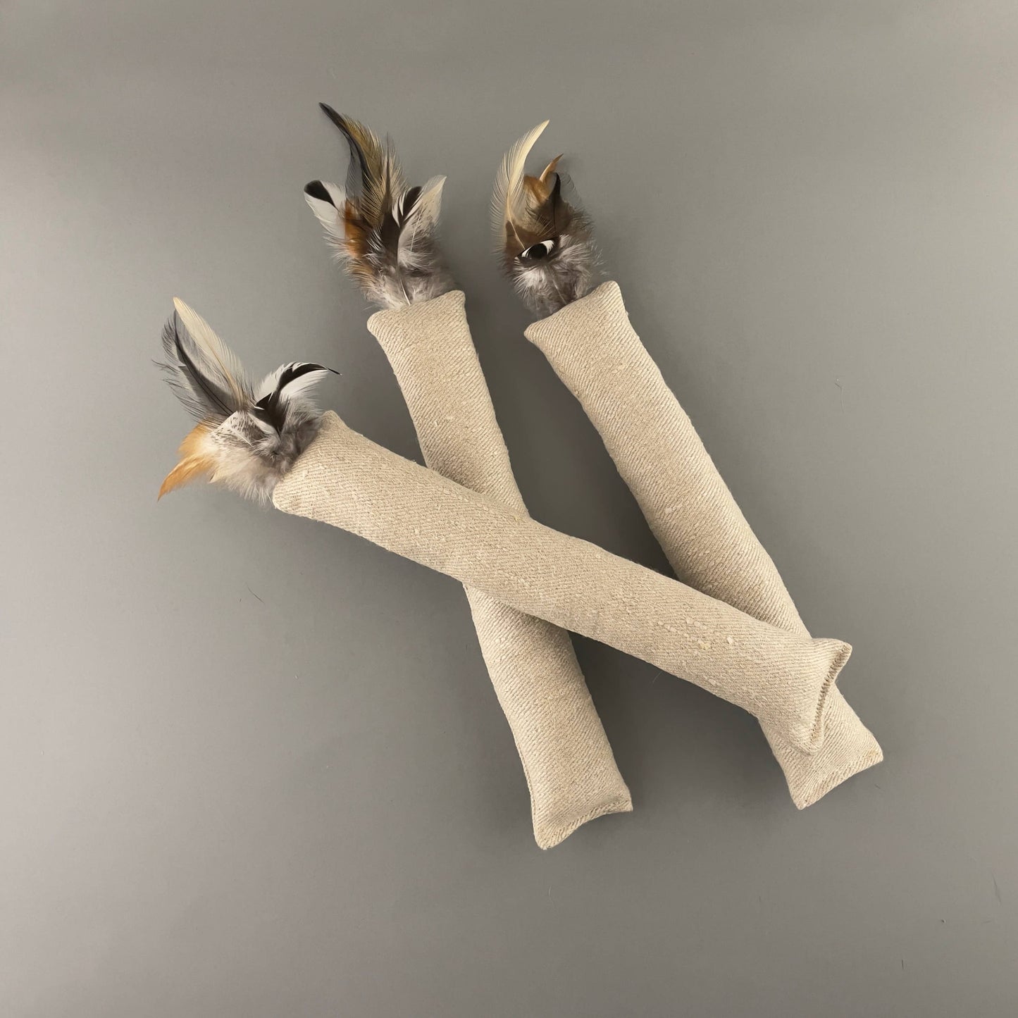 Hemp fabric and Feathers Cat Kicker Toy