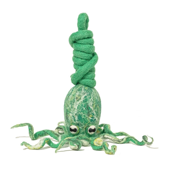 Green Octopus Wool Cat Toy