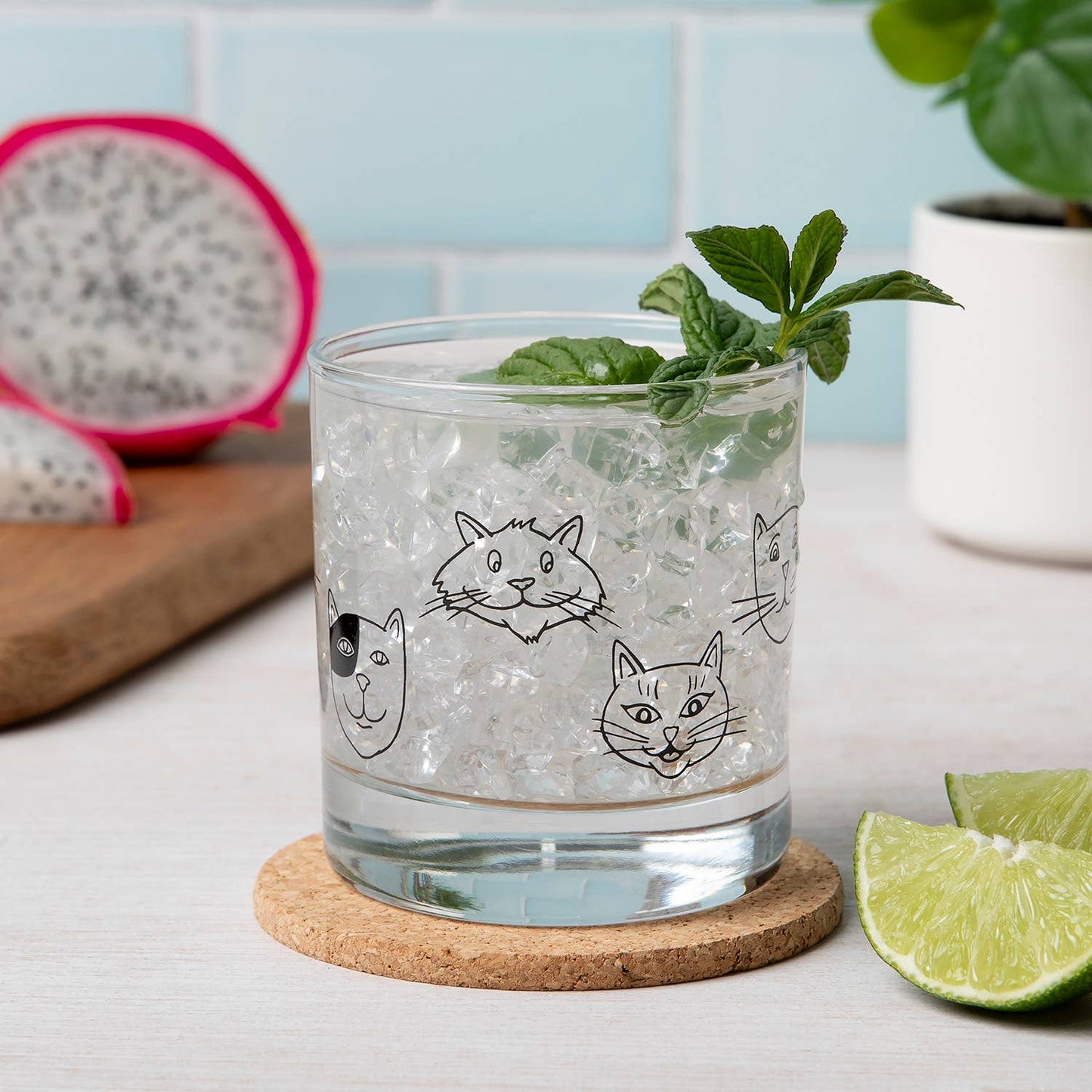 Cat Faces Whiskey Glass