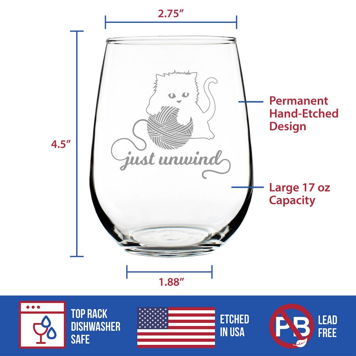 Just Unwind Stemless Wine Glass