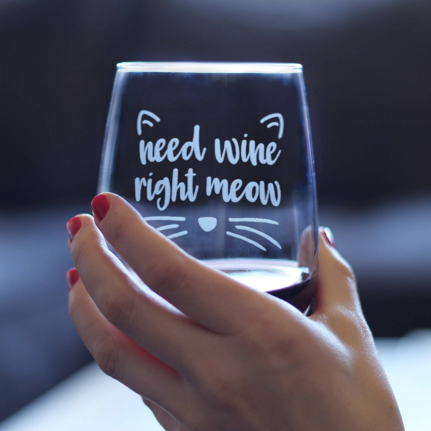 Need Wine Right Meow Stemless Wine Glass